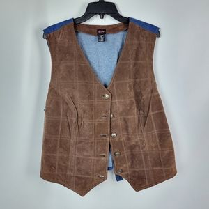 Gloria Vanderbilt Genuine Leather And Cotton Vest Sz 1x